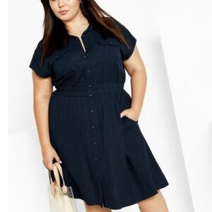 CITY CHIC NWT Antonella Cap Sleeve Collared Dress womens plus size 14